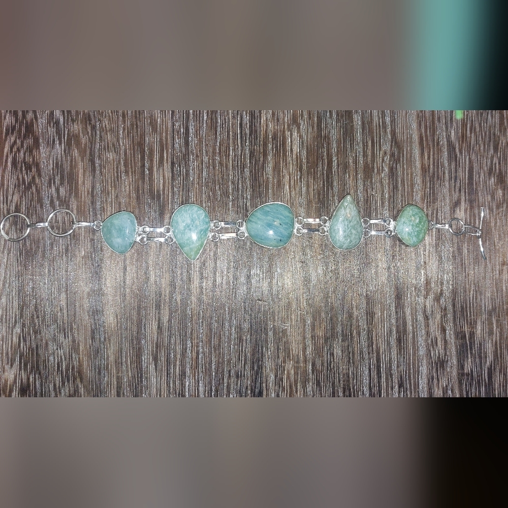 Amazonite Polished Statement Bracelet - Picture 2 of 5